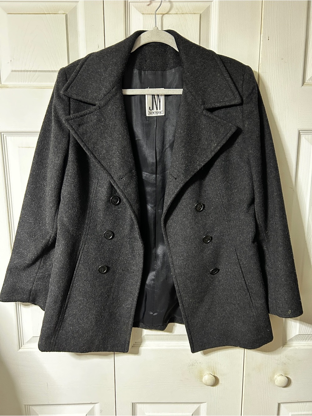 Women’s Double-Breasted Wool Cashmere Pea Coat - Charcoal Gray